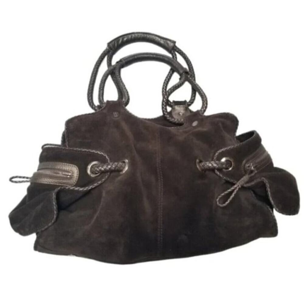 VINTAGE Y2K STUART WEITZMAN SLOUCHY SATCHEL BRAIDED LEATHER HANDLES